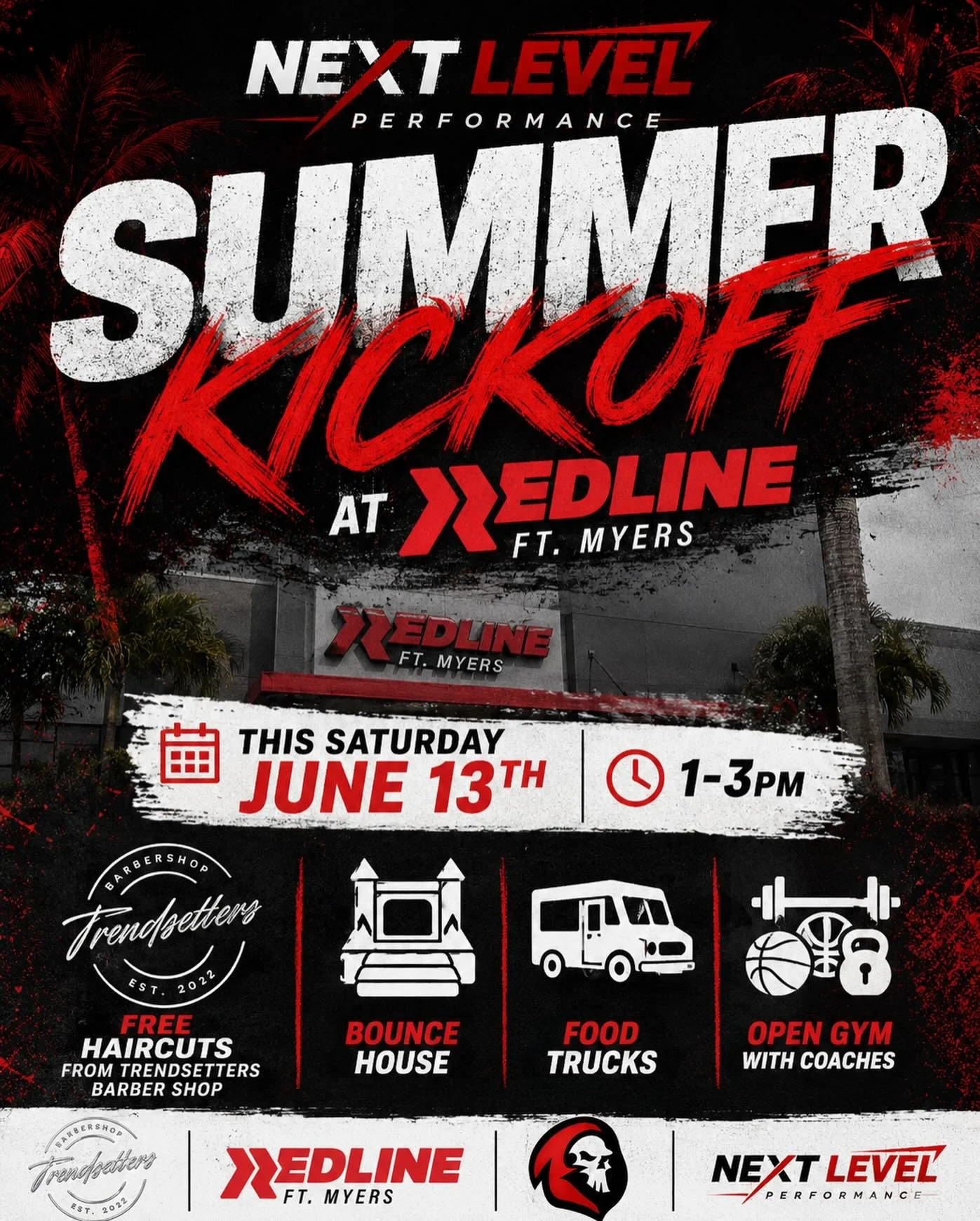🏀🔥 SUMMER KICKOFF IS HERE! 🔥🏀

Join us this Saturday, June 13th from 1PM&ndash;3PM at Redline Fort Myers for a FREE community event packed with fun, basketball, and great giveaways!

✅ FREE Haircuts from Trendsetters Barbershop
✅ Bounce House
✅ P