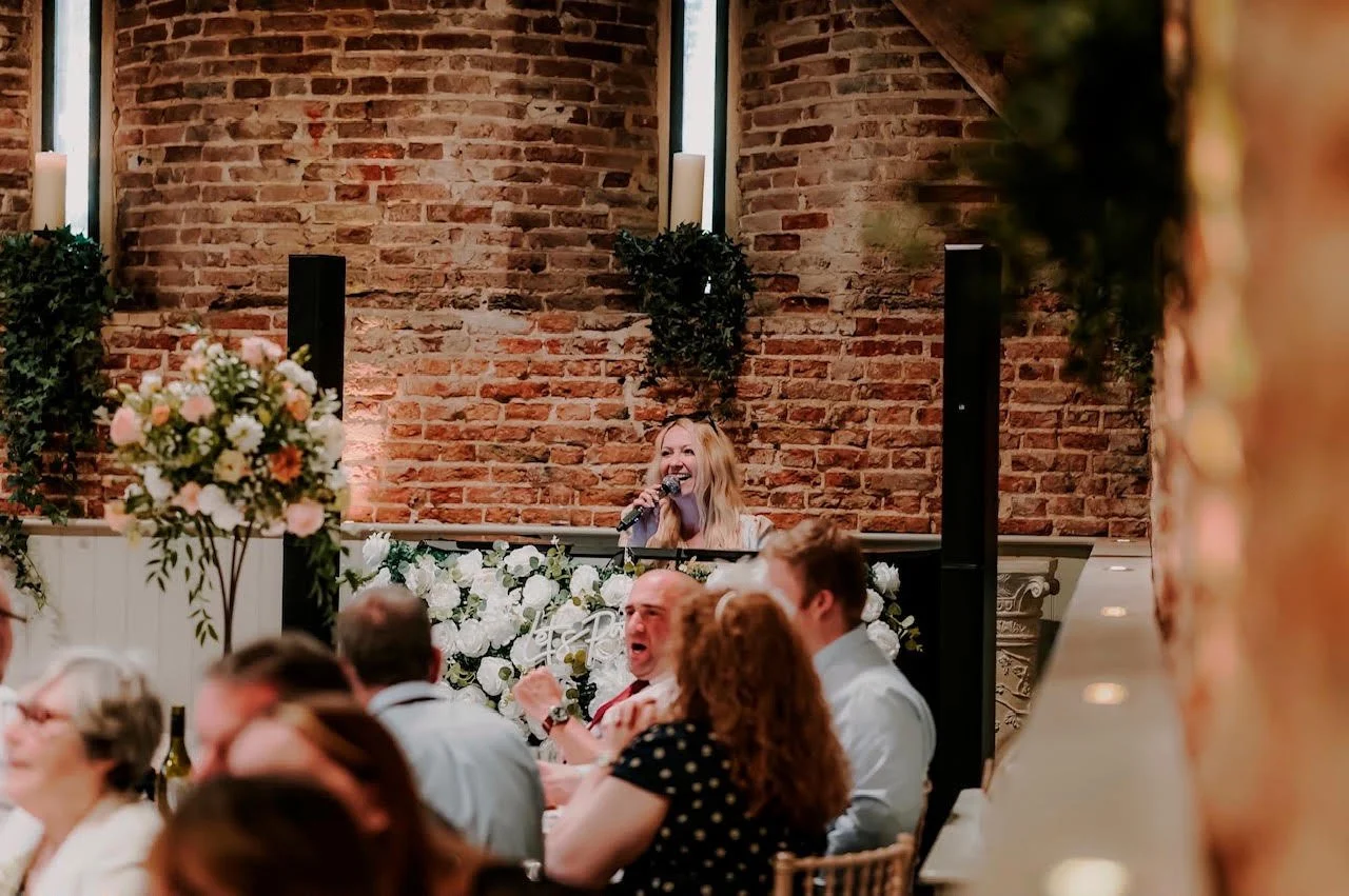 Claire hosting an all day wedding at Elms Barn, Suffolk