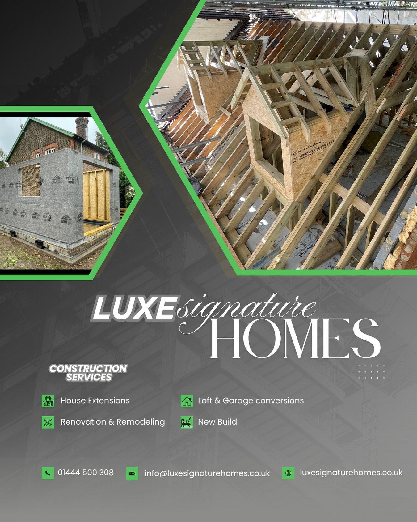 🔨 Transforming your vision into reality! 💡 At Luxe Signature Homes, we specialize in top-quality building and construction services&mdash;from extensions and garden rooms to full home renovations. Whether you&rsquo;re planning your dream home or en