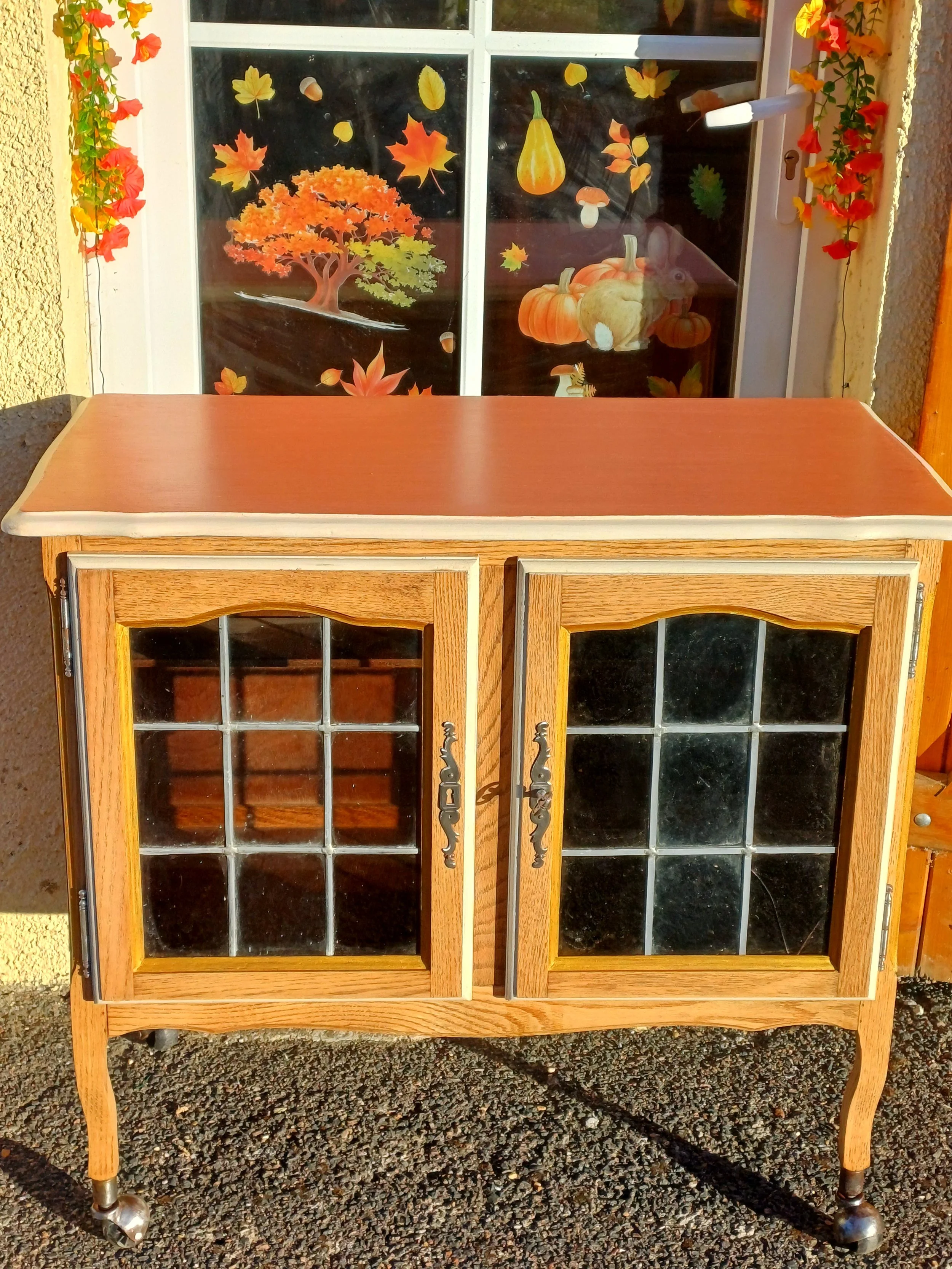 🍂 Buffet/vitrine 2 portes en chêne relooké – pièce unique