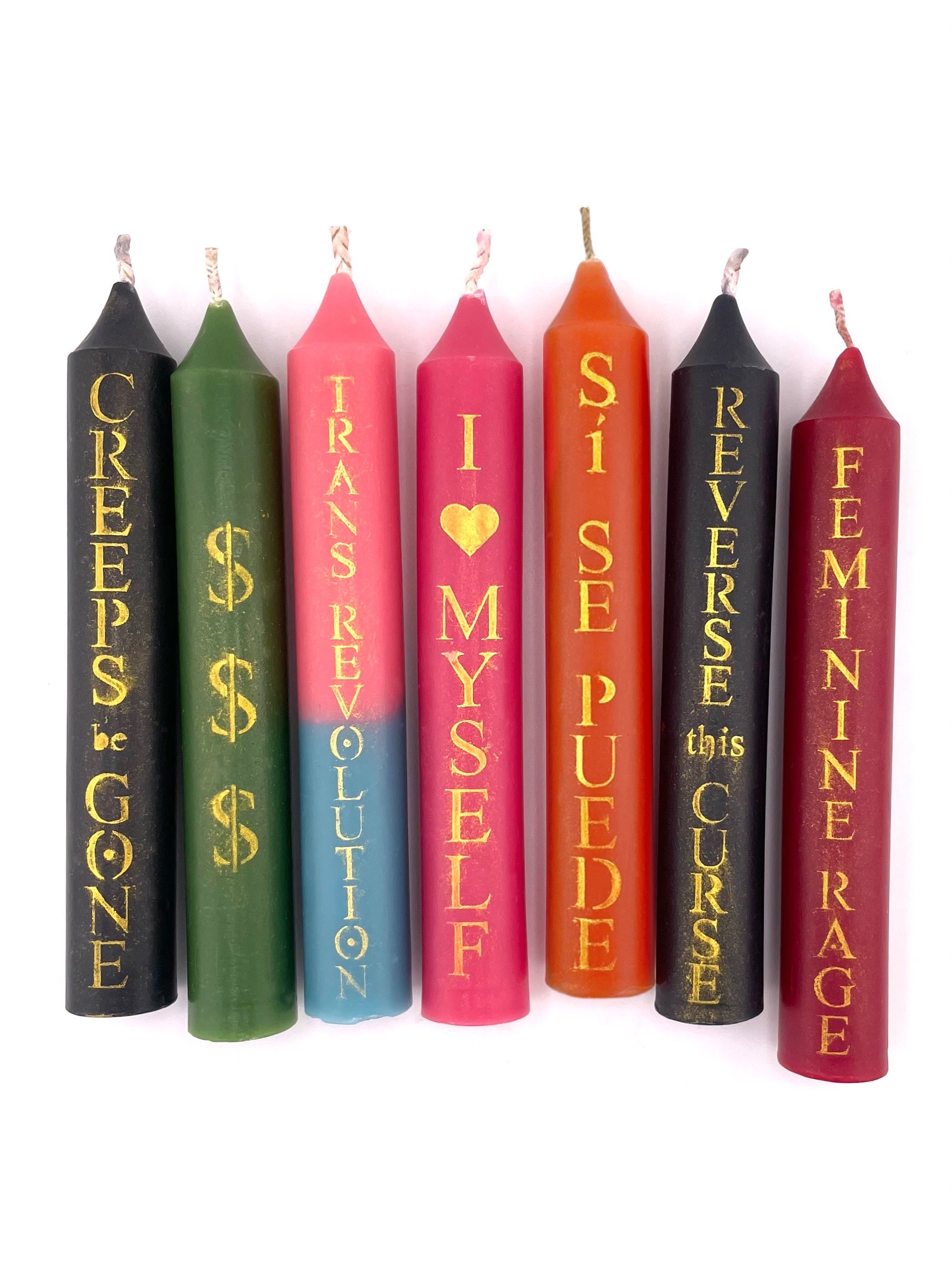 Inscribed Taper Spell Candles