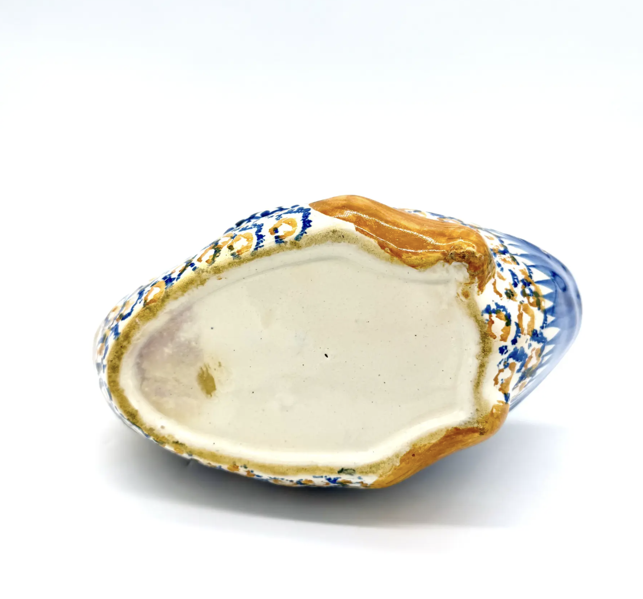 Antique Quimper Hand Painted Swan Jardiniere