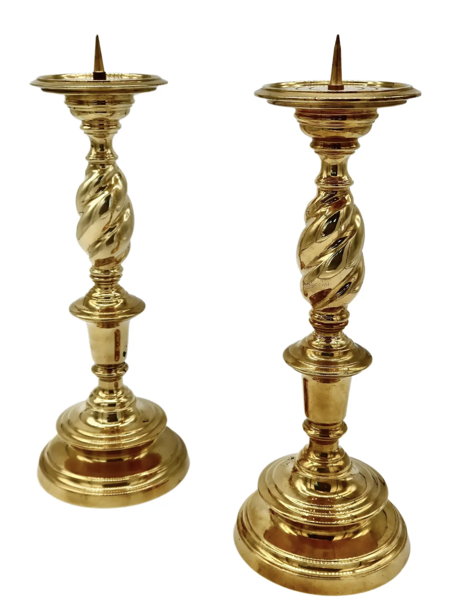 Pair of Mid-Century Brass Pillar Candle Holders Vintage Austin Texas