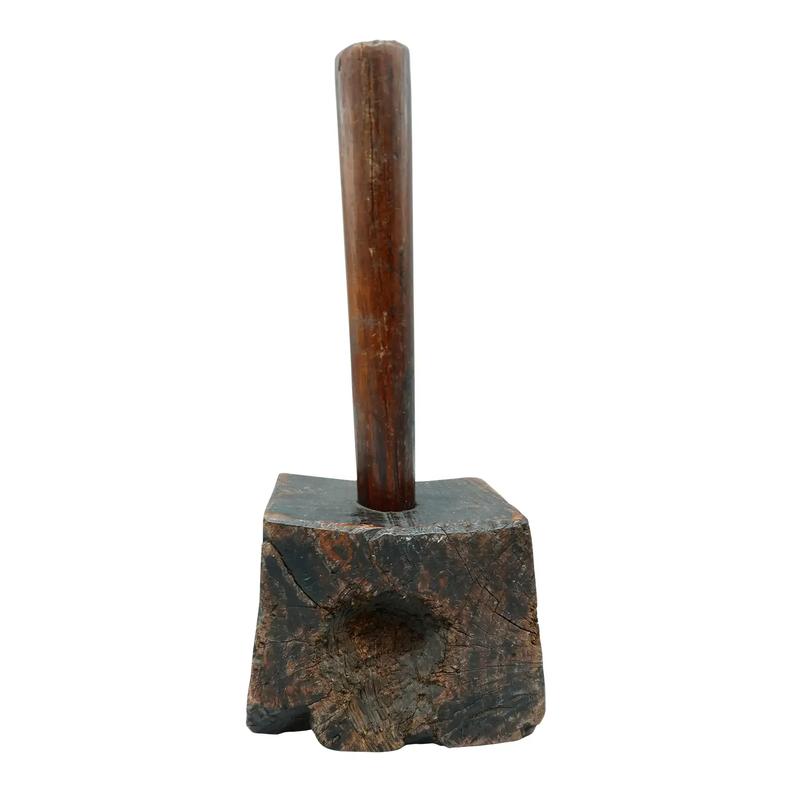 Early 19th-C English Wooden Mallet – Square Base