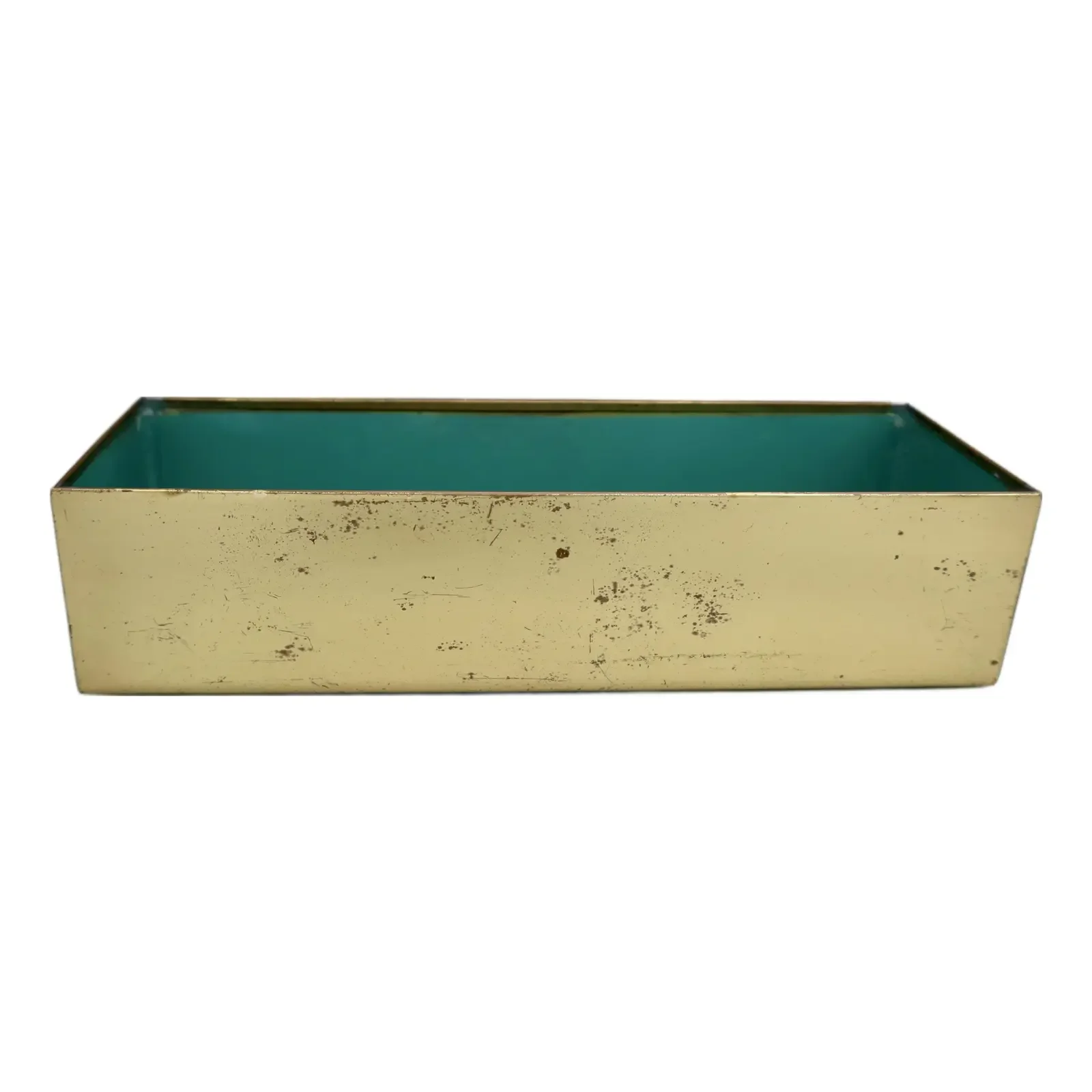 Vintage MCM Brass Rectangular Box — Desk Organizer or Planter