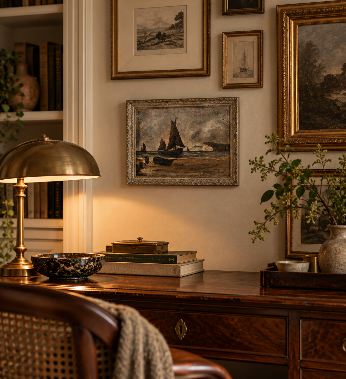 Cozy Antique Study Gallery Vignette.png