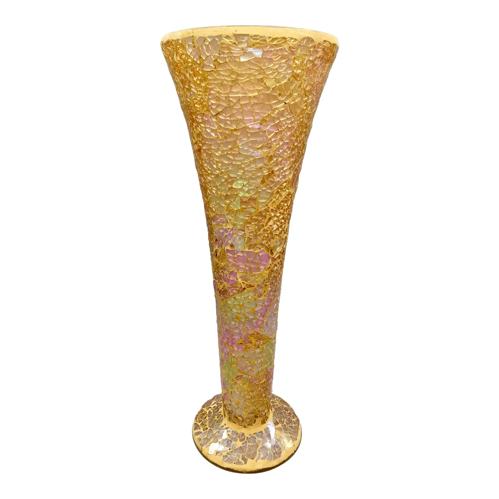 Vintage Mosaic Glass Trumpet Vase