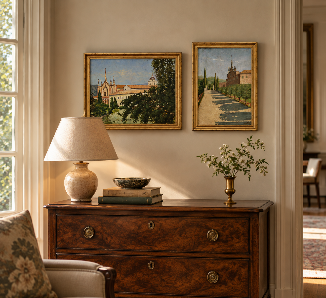 Golden Landscapes Above an Antique Chest.png