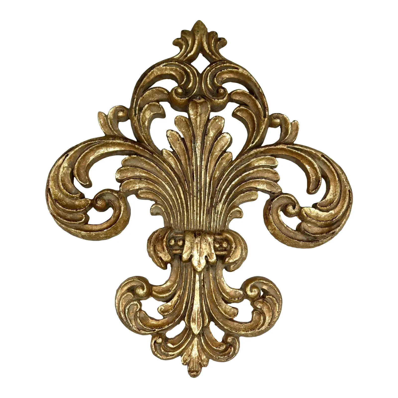 Vintage Gilt Resin Fleur-De-Lis Wall Ornament