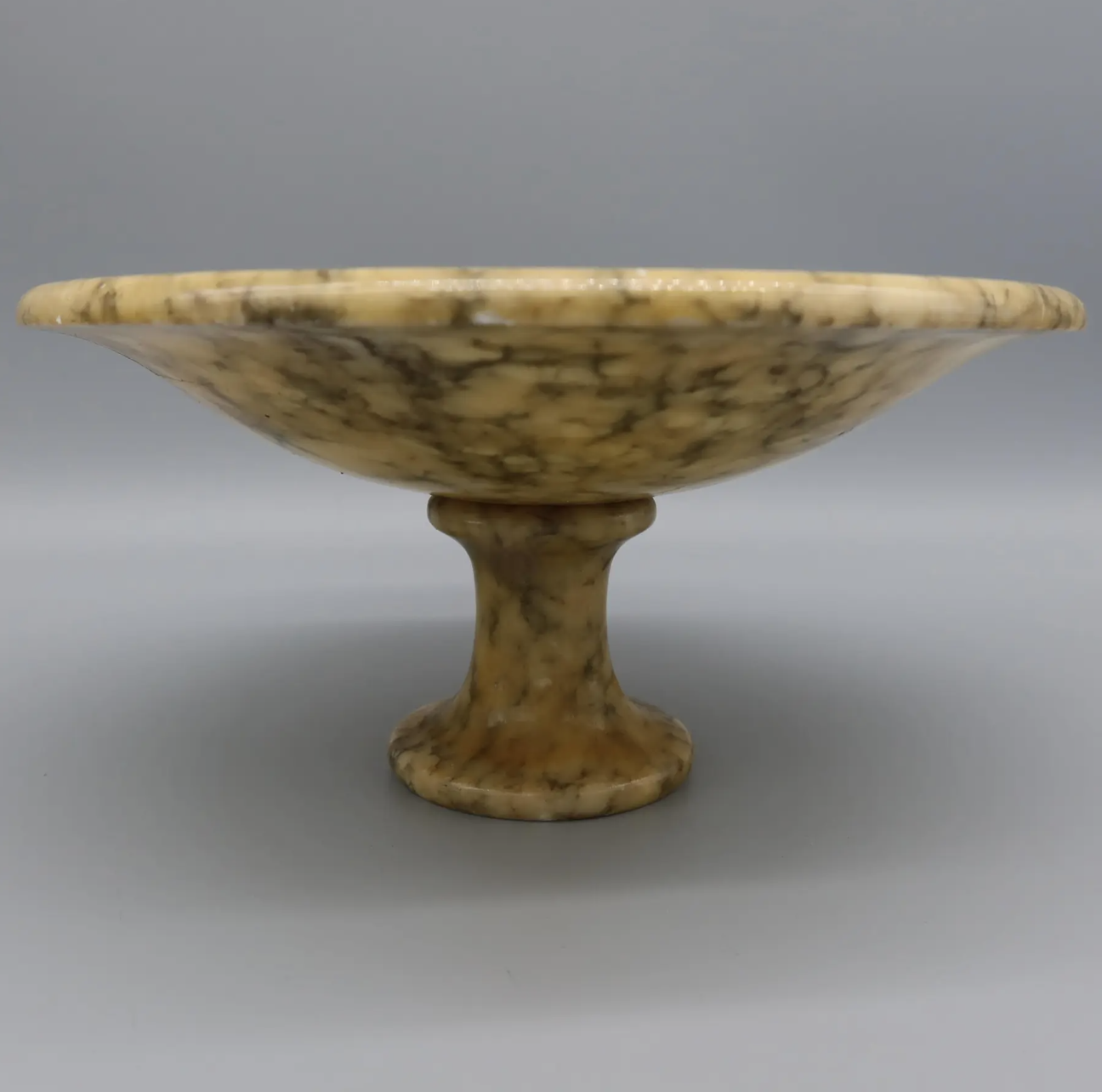 Antique Hand Carved Italian Alabaster Compote Tazza