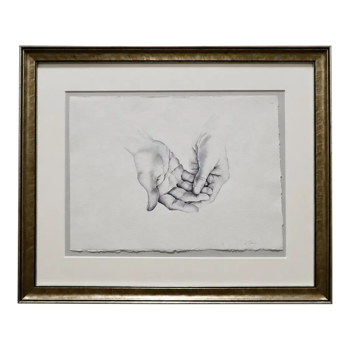 Original Watercolor Painting, 'Clasped Hands' by D. Gibson