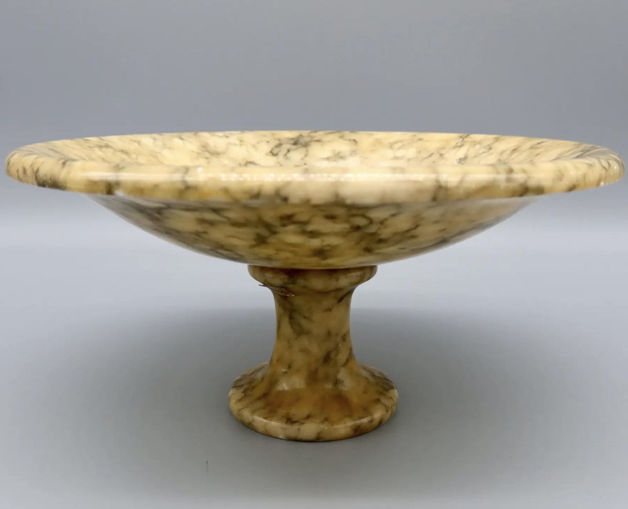 Antique Hand Carved Italian Alabaster Compote Tazza