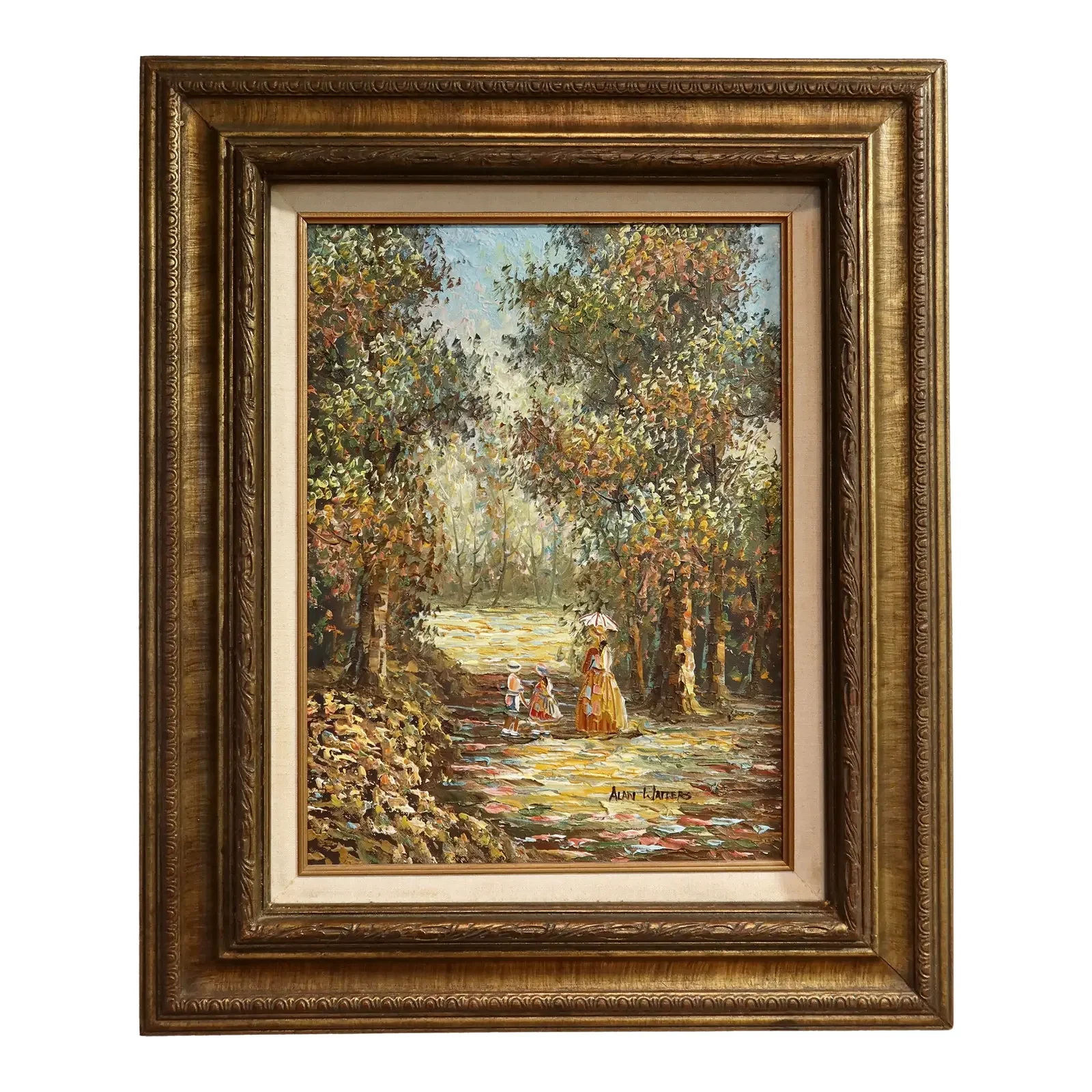 Impressionist Oil Painting, Park Scene, Signed Alan Watters