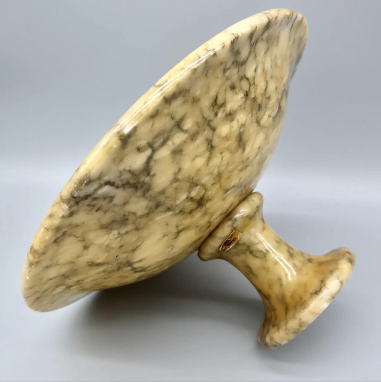 Antique Hand Carved Italian Alabaster Compote Tazza