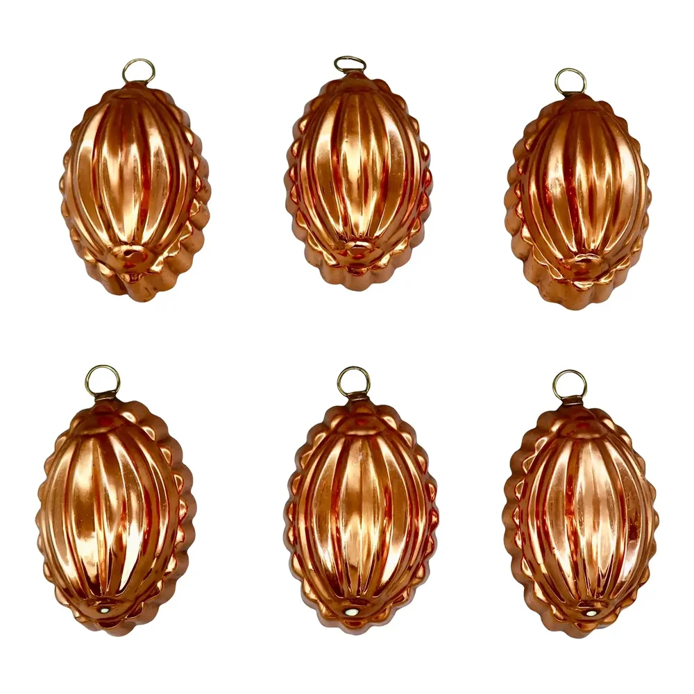 Set of 6 Vintage Tin-Lined Copper Fluted Molds — Revived Art & Decor