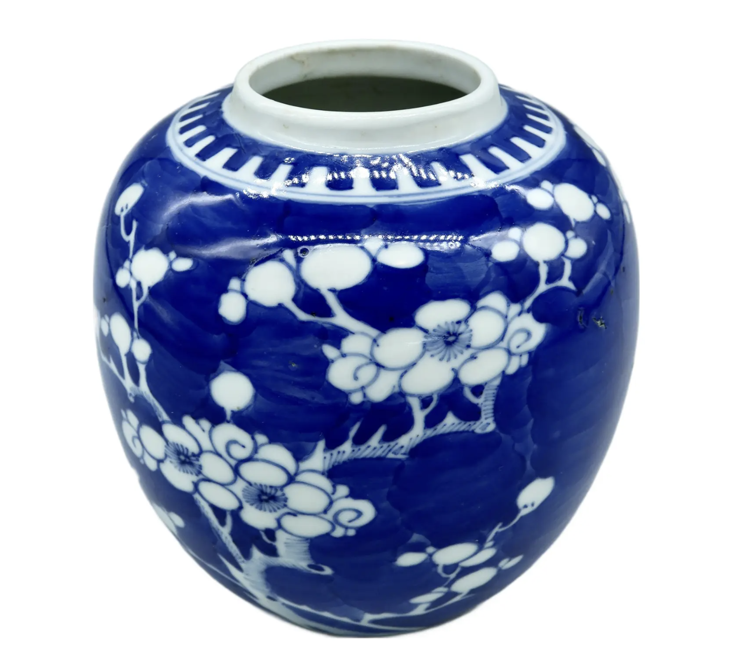 Antique Chinese Blue & White Prunus Ginger Jar – Qing Dynasty, 19th Century