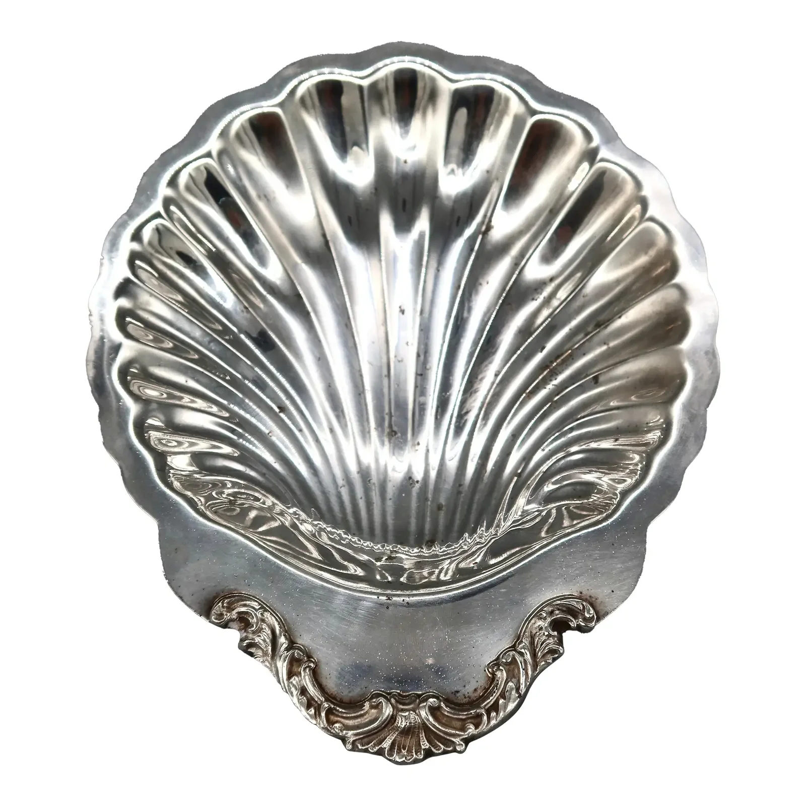 Vintage Silverplate Footed Shell Dish