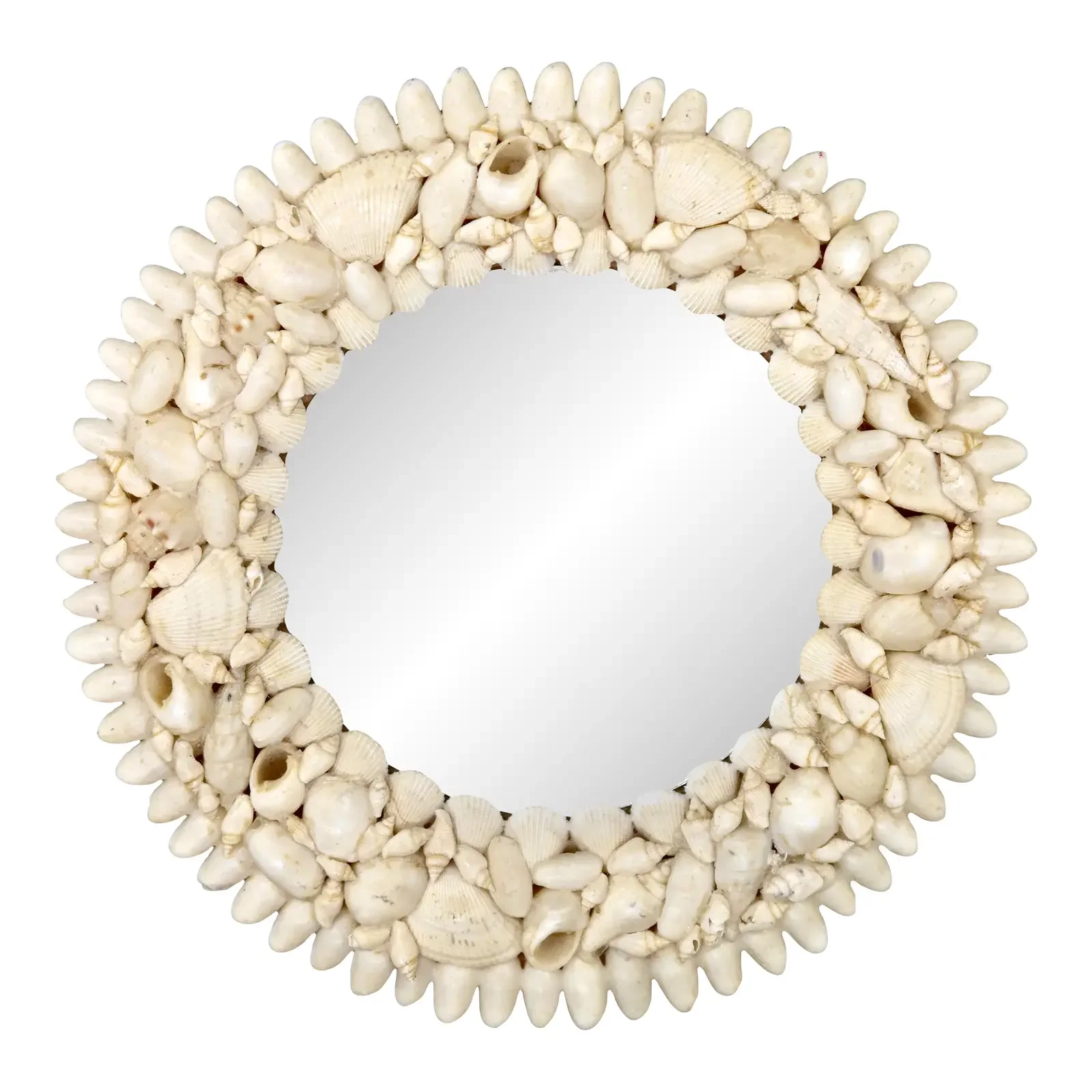 Vintage Shell Encrusted Round Mirror