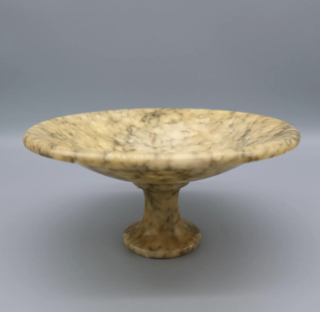 Antique Hand Carved Italian Alabaster Compote Tazza