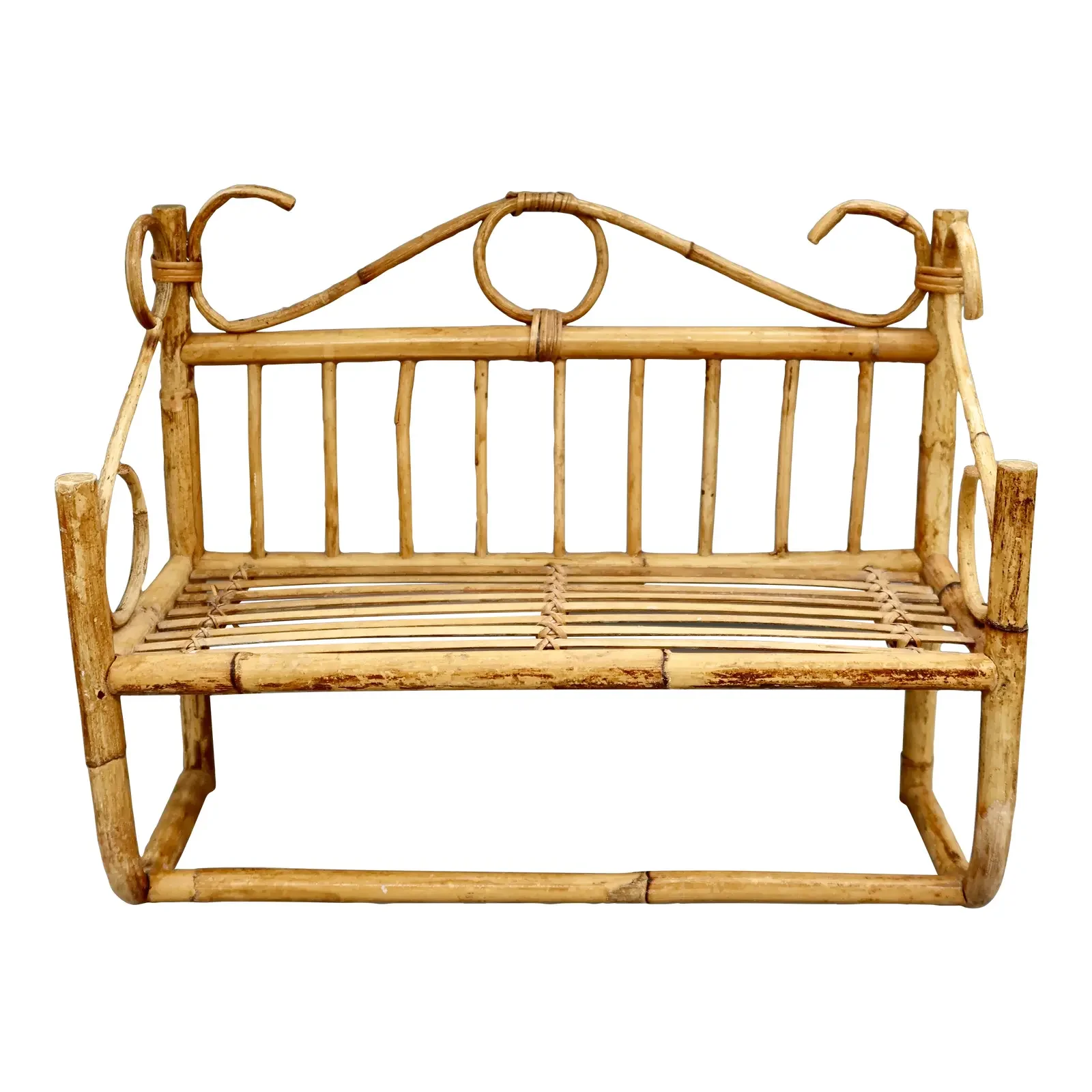 Vintage Boho Bamboo & Rattan Wall Shelf