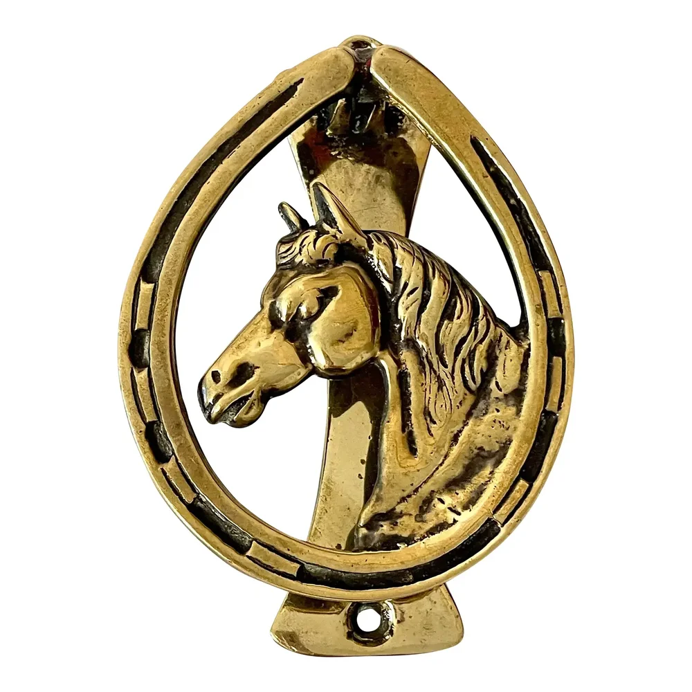 1930s English Brass Horse Equestrian Door Knocker — Revived Art