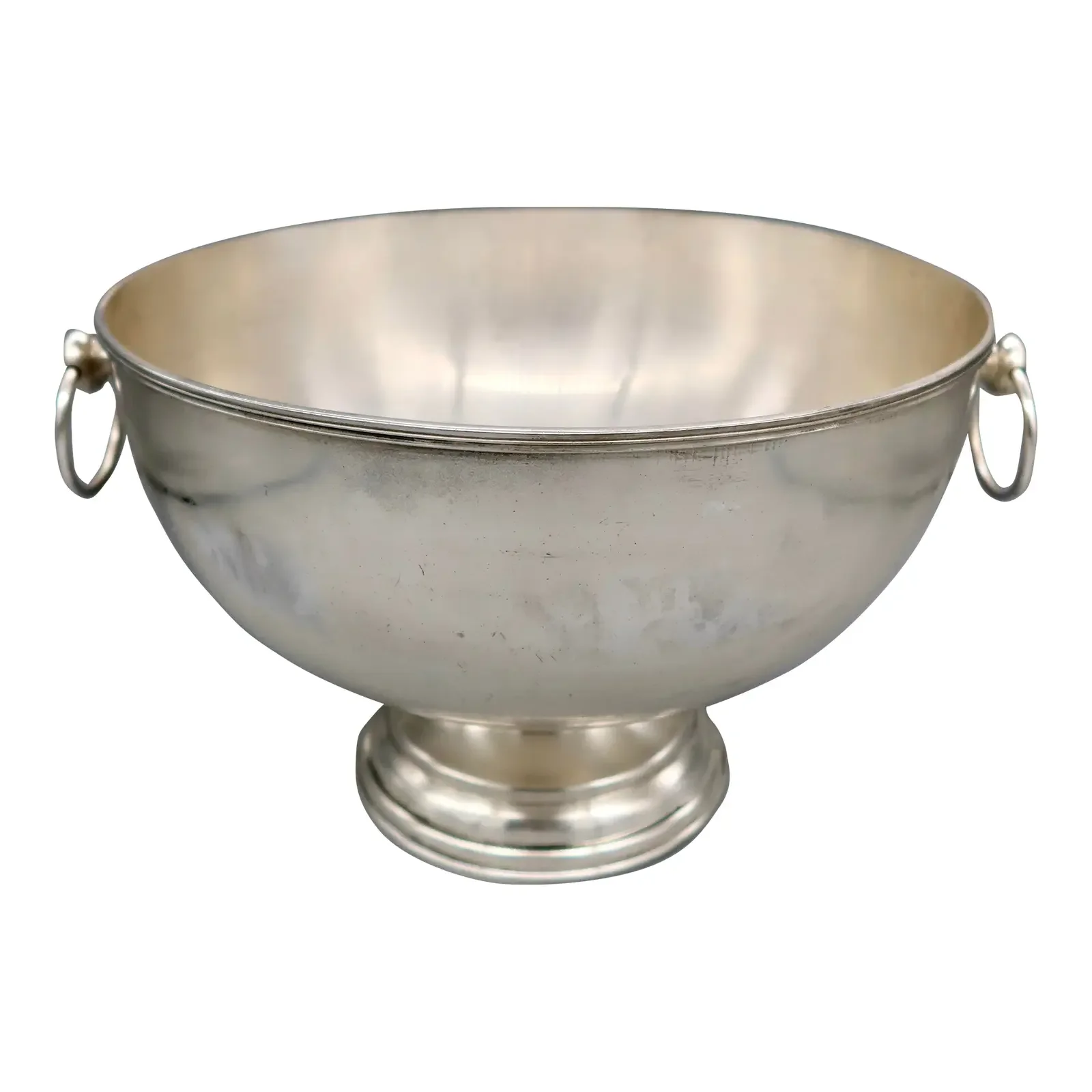Vintage Silverplate Champagne Bath / Punch Bowl — Footed/Pedestal Shape With Ring Handles