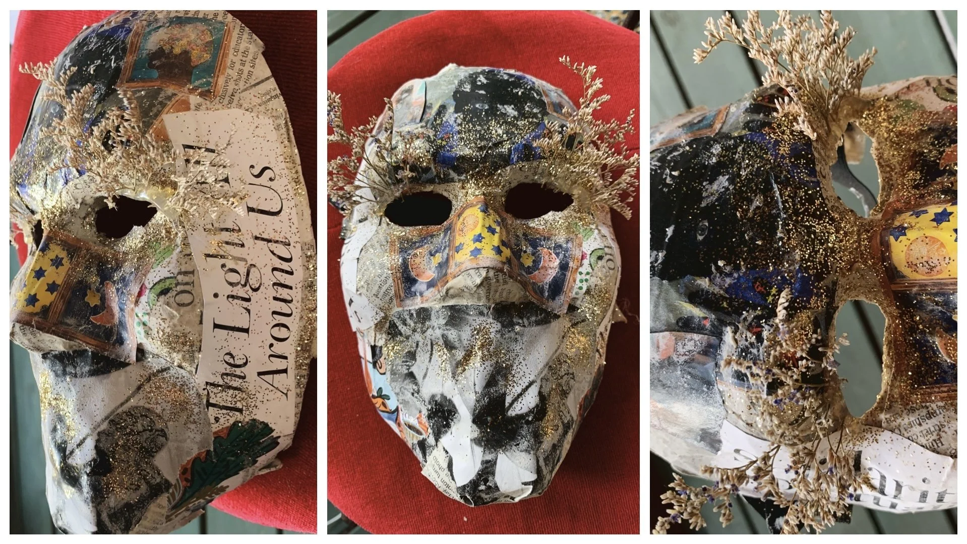 "The Light Within, Out" // Mask Art Therapy Exercise // Papier-mâché Mixed Media // 2021