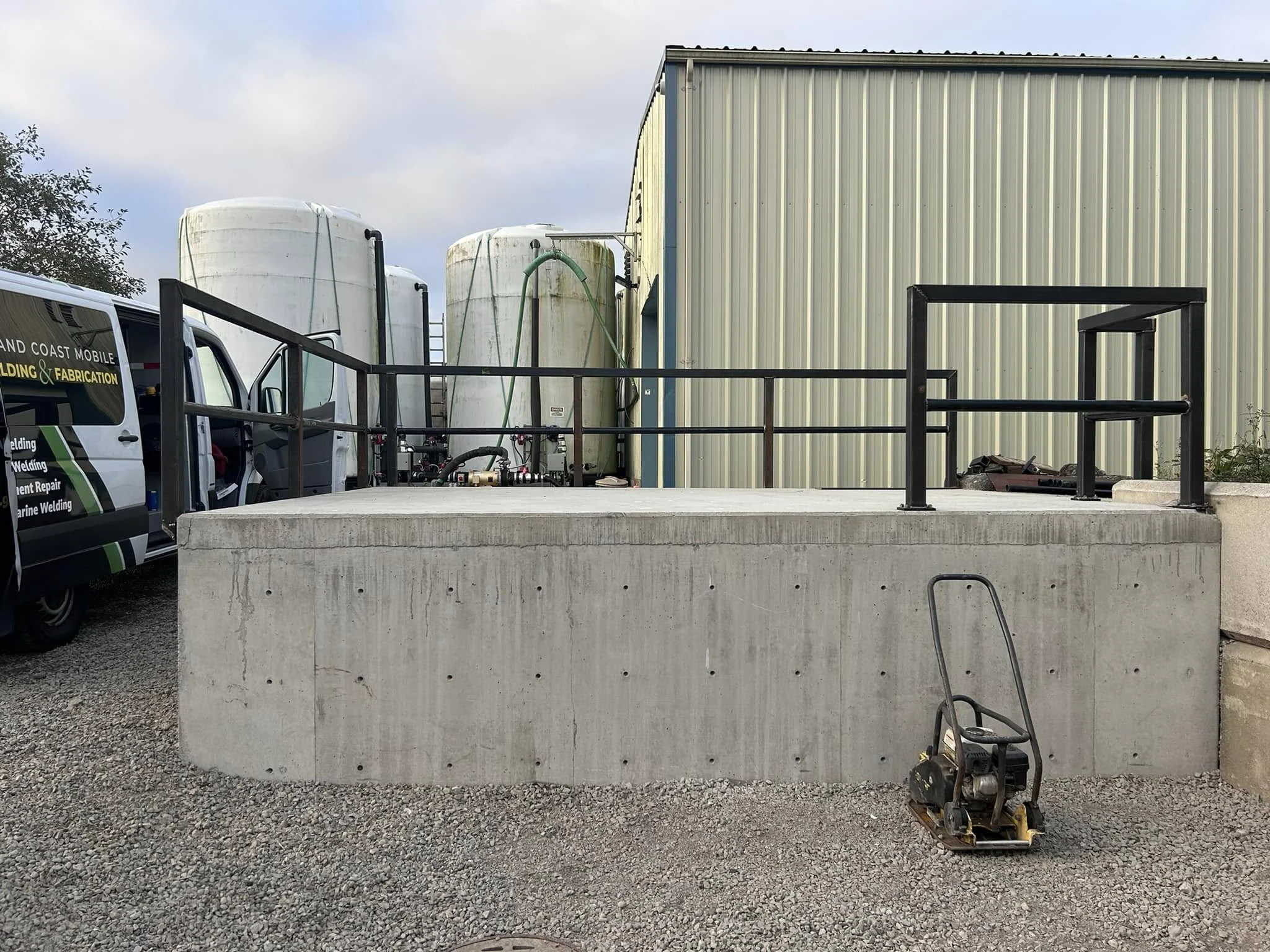 Custom metal fabrication and welding work at a construction site.