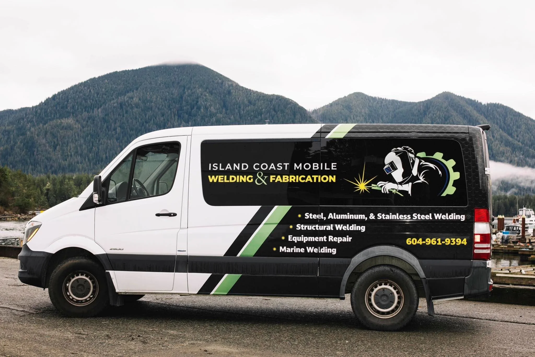 Island Coast Mobile Welding service van parked on the West Coast of Vancouver Island.
