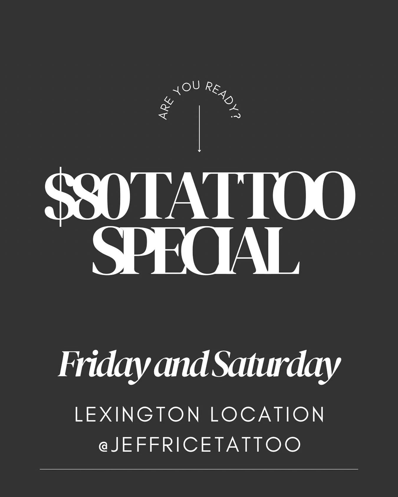Anything the size of a post it note or smaller, today and tomorrow! Send a DM to @jeffricetattoo or call the shop (859)303-6856