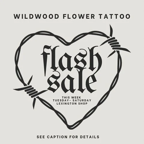 This week with you dad @jeffricetattoo he&rsquo;s doing the post-it note deal. Our shop minimum is normally $100. This week Tuesday- Saturday you can get anything that fits on a post it note for $80. These must be simple designs, you can not take som