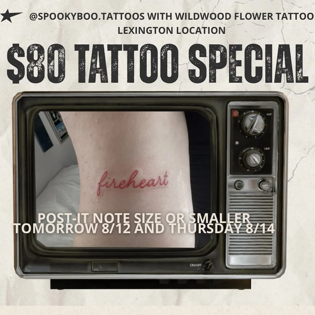 Tomorrow and Thursday with Becca @spookyboo_tattoos ❤️❤️❤️