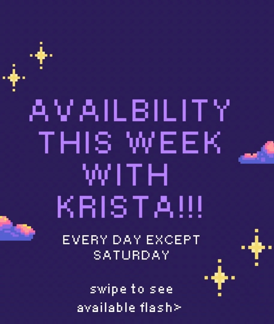 Hello friends! @k.raetattoos has tons of openings this week to tattoo you 🫵 Here are some of her available designs and she has even more available designs on her page, check them out!! You can text her at (859) 397-9642 to book for this week, hope t