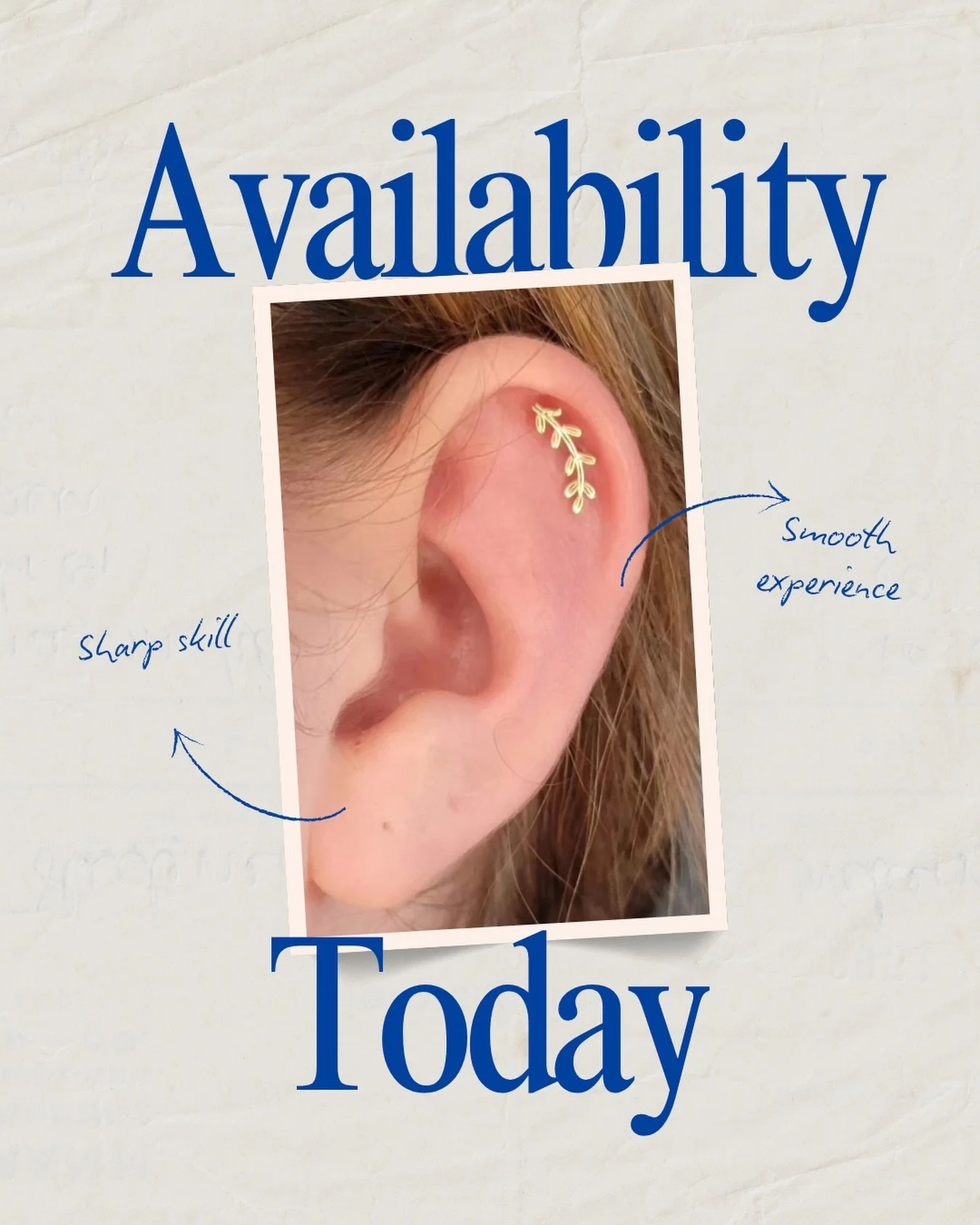 Hello friends, we have availability for piercings today with Caitlyn!!! Come in and see us. Don&rsquo;t forget we also offer earlobe piercings for littles starting at age 7!