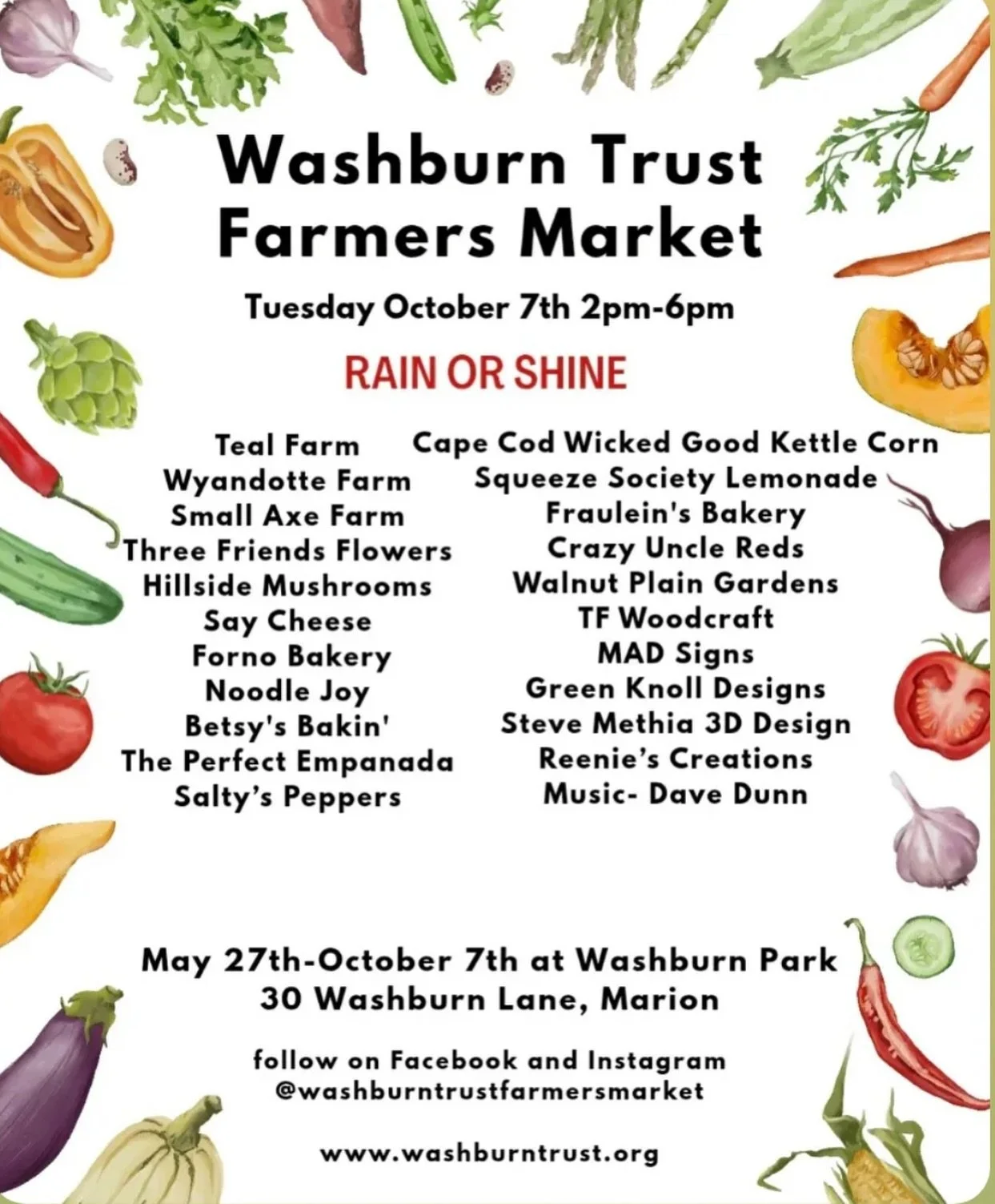 Join us today from 2-6pm in Marion, MA with @washburntrustfarmersmarket and we&rsquo;ll have your Perfect Empanada waiting for you! It&rsquo;s the last market of the season in Marion so we look forward to seeing everyone out there!

Cheers! 🥟🇦🇷❤️