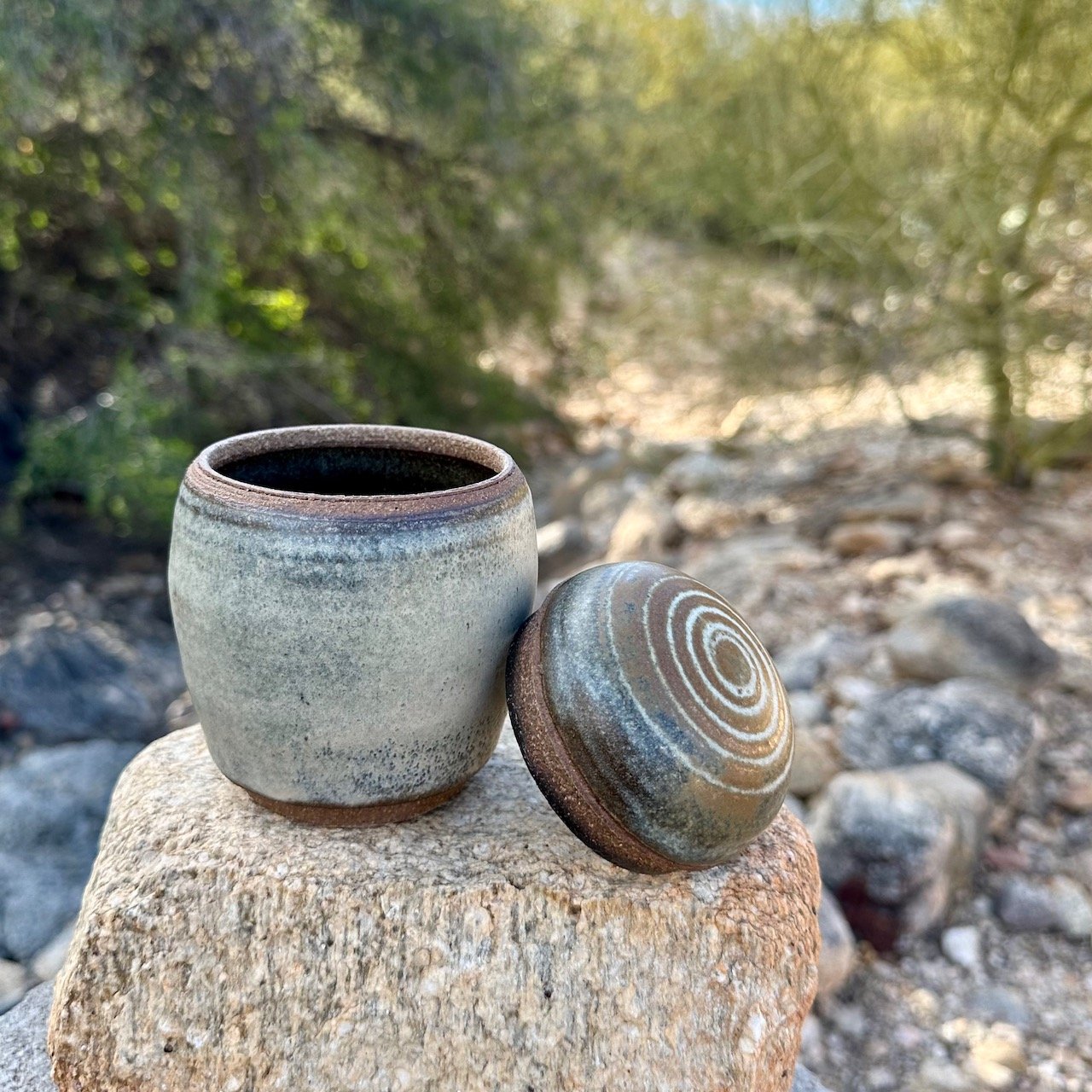 Small lidded jar gray - top off.jpeg