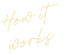 Text that reads 'How it works' in cursive font on a black background.