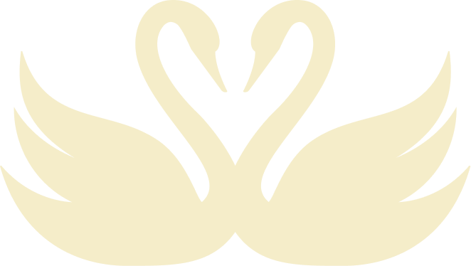 Two stylized swans facing each other with their necks forming a heart shape.