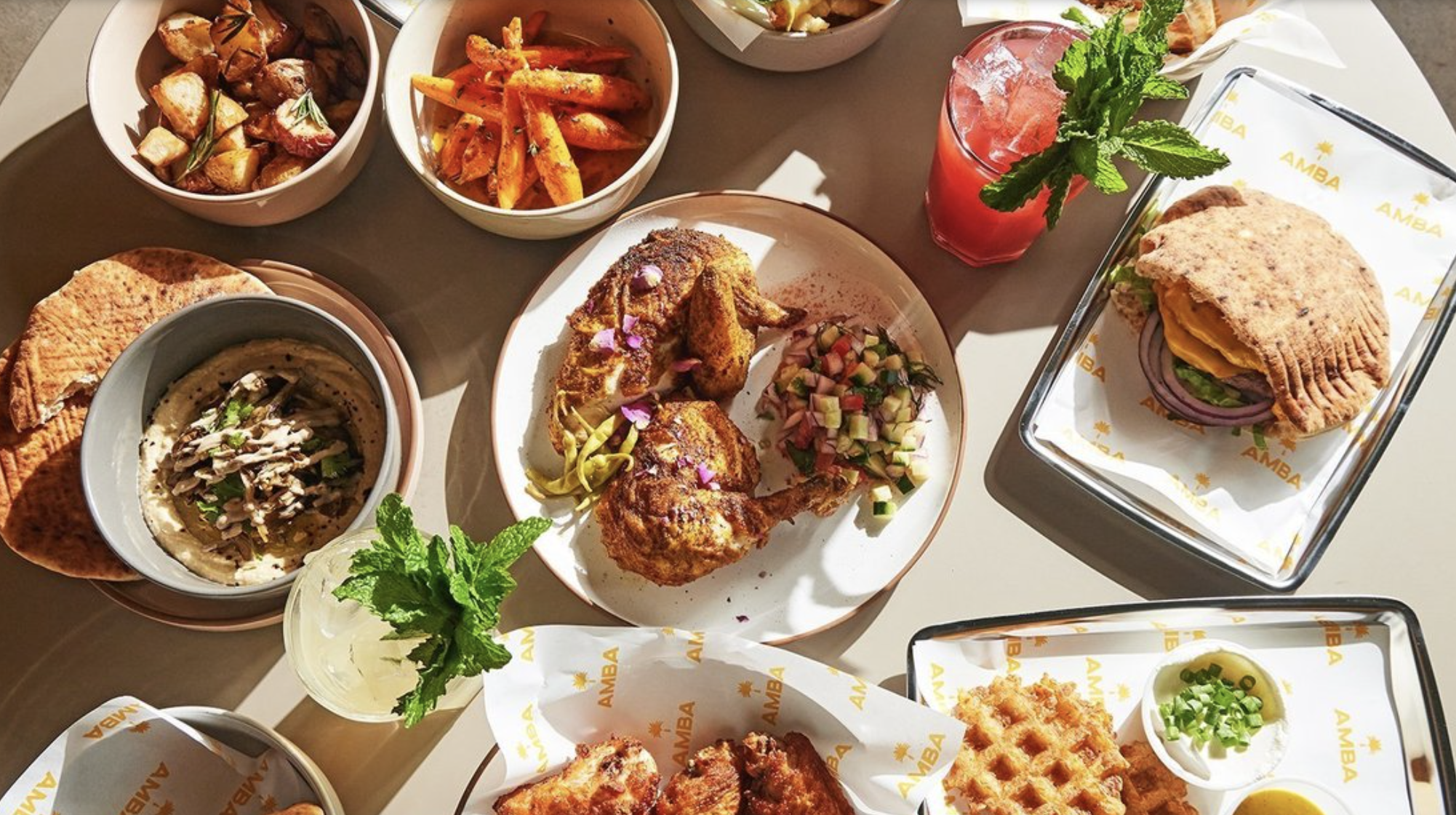 Eastern Mediterranean dishes from Amba, a chef-driven fast casual restaurant in Boston