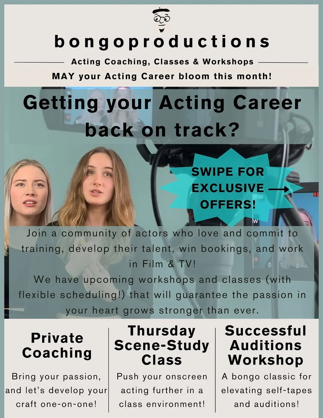 Start your professional training at bongoproductions today!!!