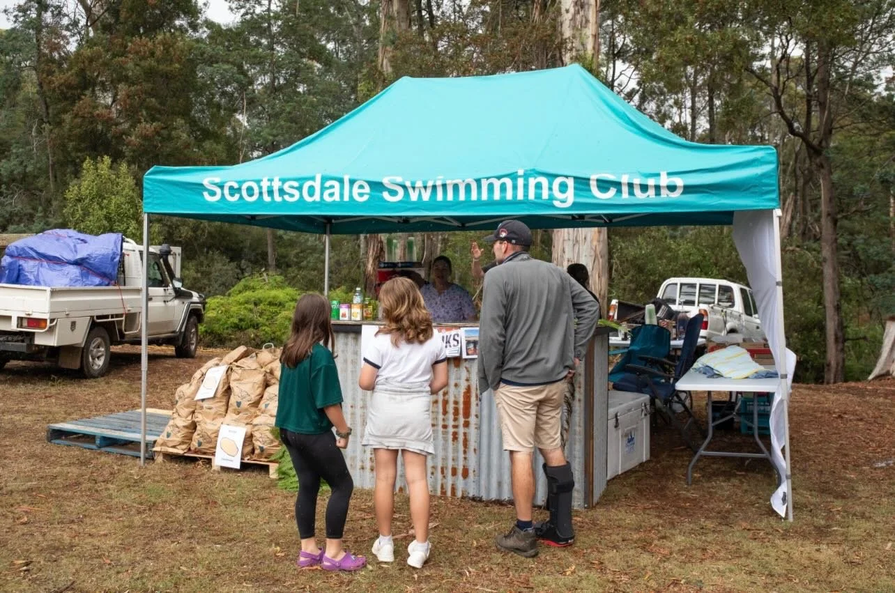 Applications to be a stallholder at Spud Fest 2026 are still open. We&rsquo;d love to hear from local clubs with unique ways to use the humble potato. Pictured last year is the Scottsdale Swimming Club who sold bags of delicious Scottsdale Spuds 🥔 
