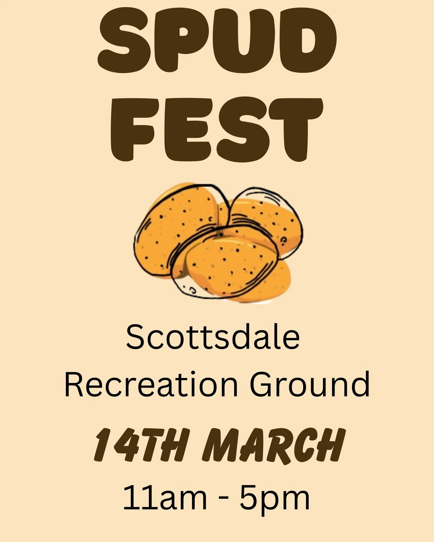 The Recreation Ground!! We have moved this year so be sure to head to The Rec if you want a spudtacular time. Tell all your friends and make sure they know too. Parking on the street. Disabled parking available inside the Rec next to the entry gate.