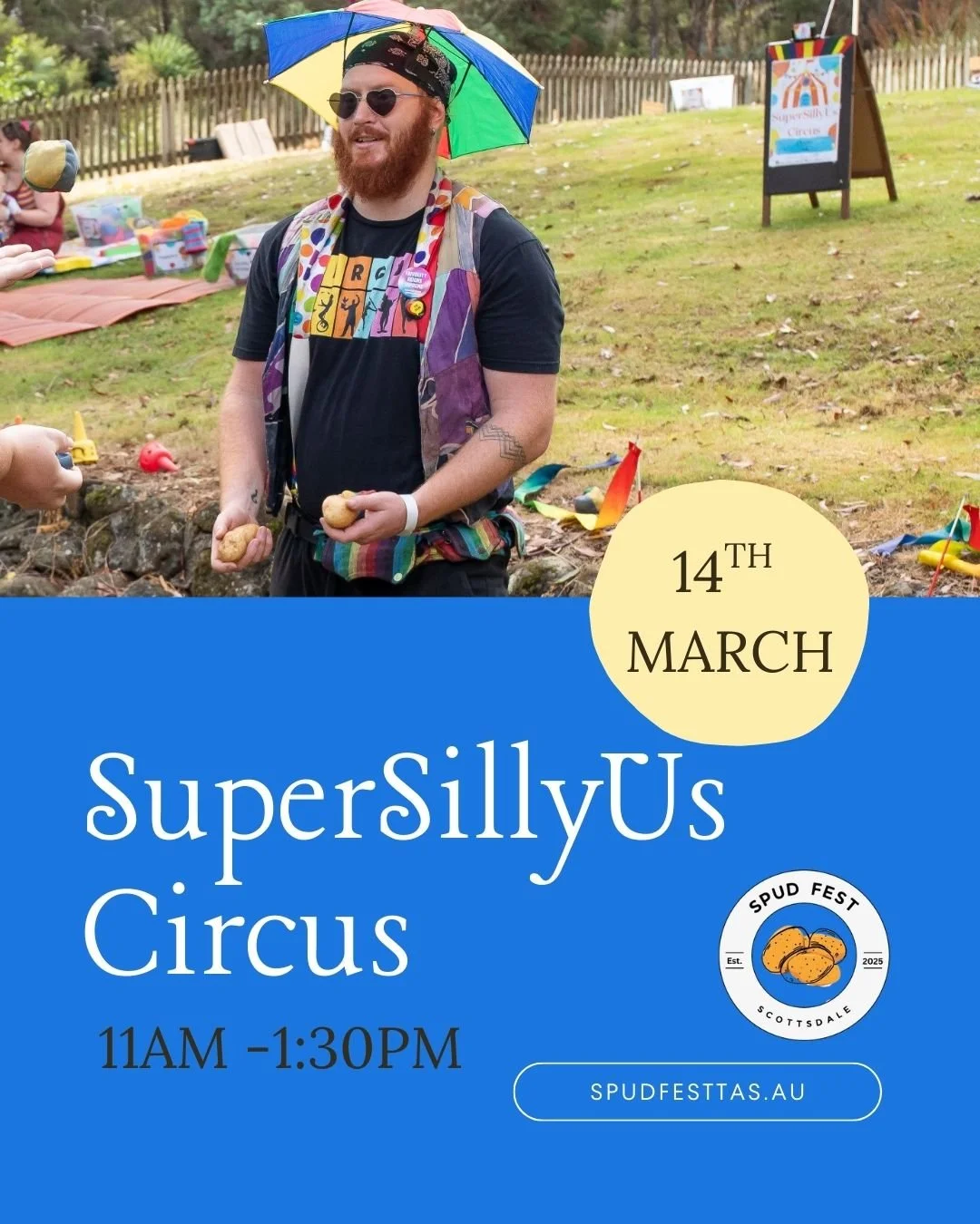 @supersillyus_circus are back again this year! The kids at Spud Fest last year had a lot of fun with this crew and you'll be glad to know they're back with all the circus gear for you to play with!