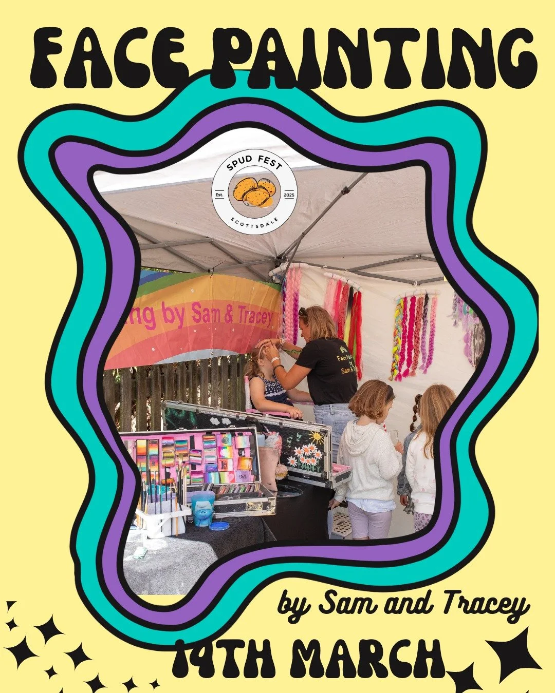 Face Painting by Sam and Tracey will be at Spud Fest too! They're prepared to paint faces, and will be doing so all day! Make sure you head on over - it's free