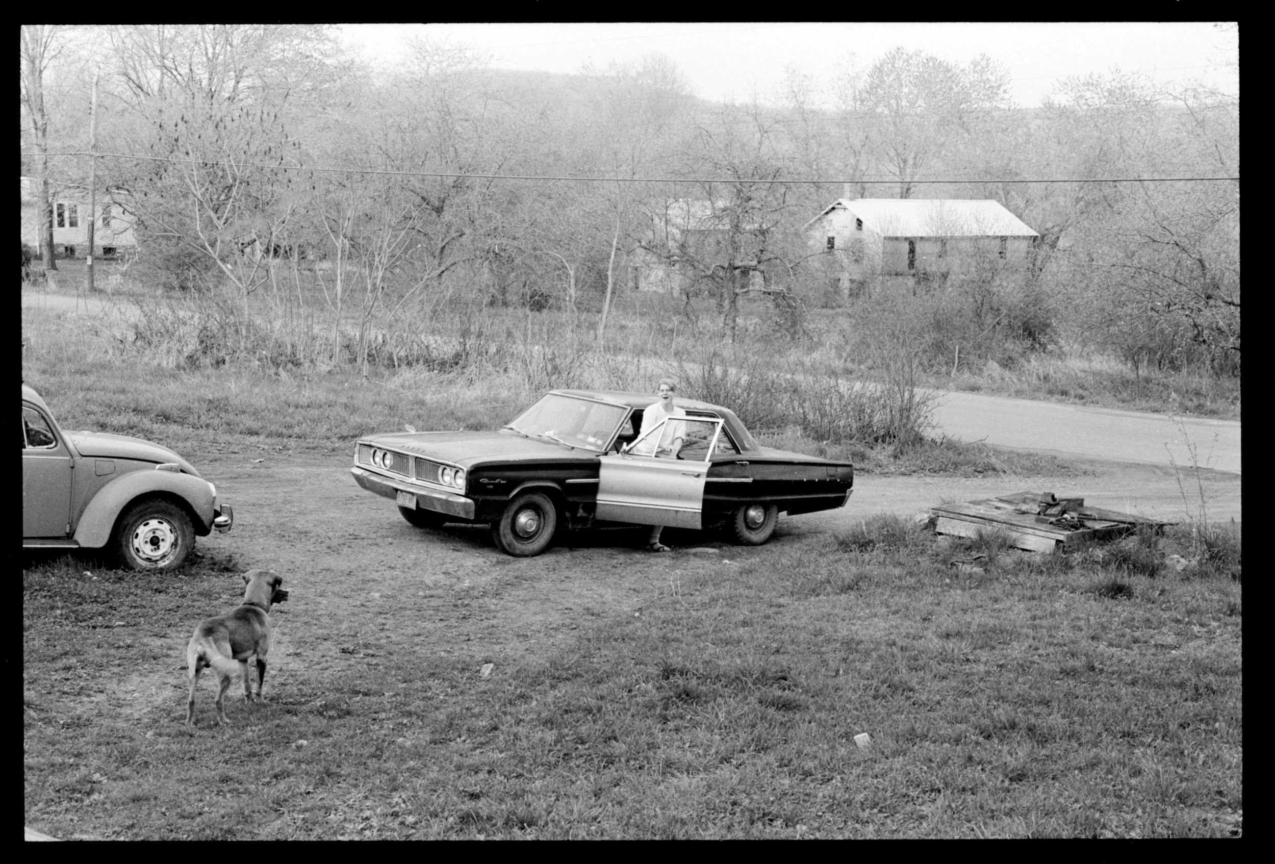 Tobi and Lisa and the '66 coronet. Plutarch Road. 1984