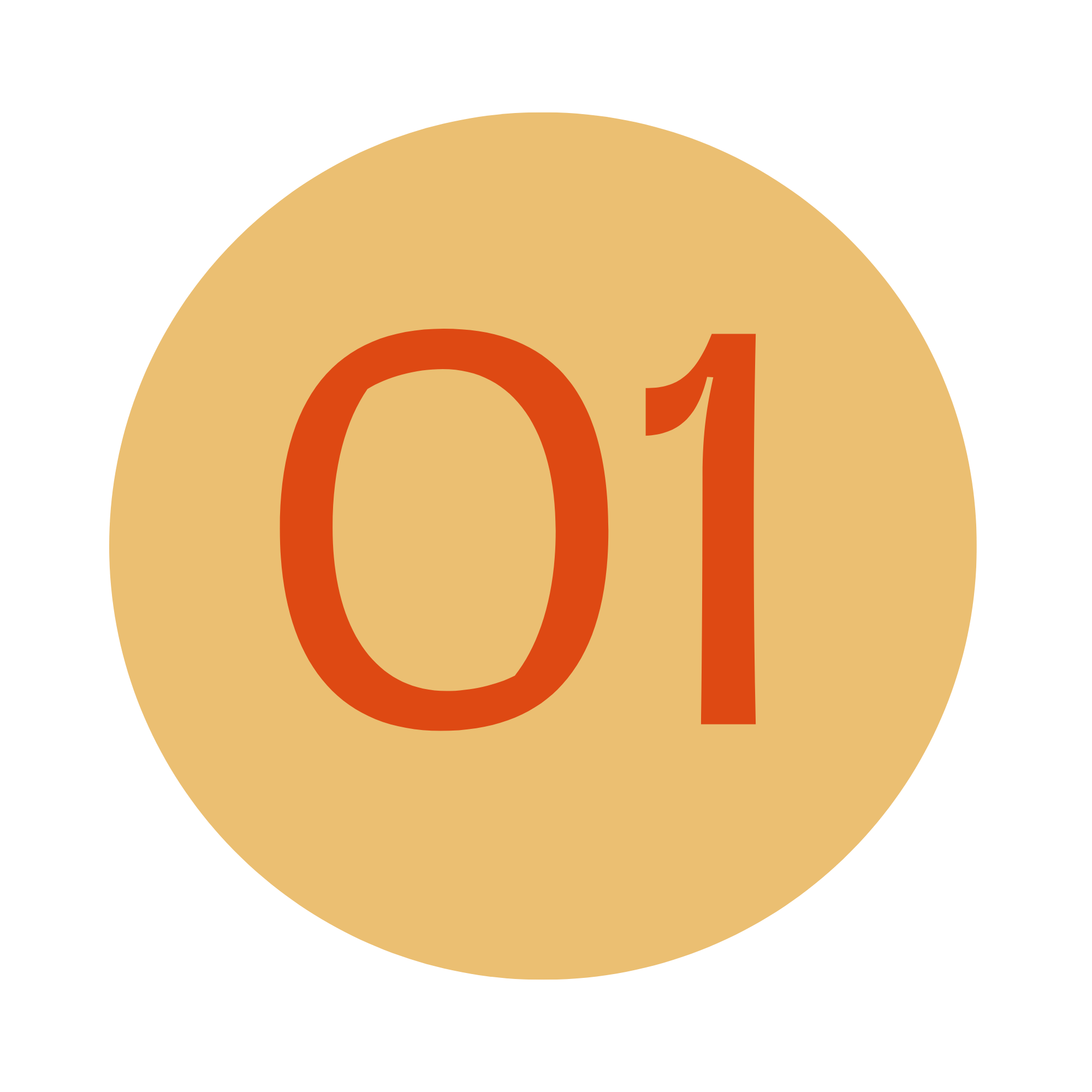 Close-up image of a golden medal or coin with the number 01 in red.