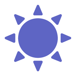 Stylized blue sun with triangular rays on a black background.