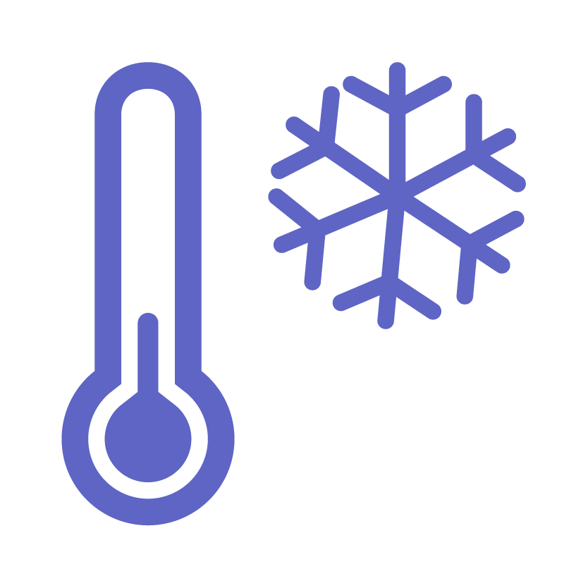 Thermometer and snowflake icons indicating cold weather or freezing temperatures