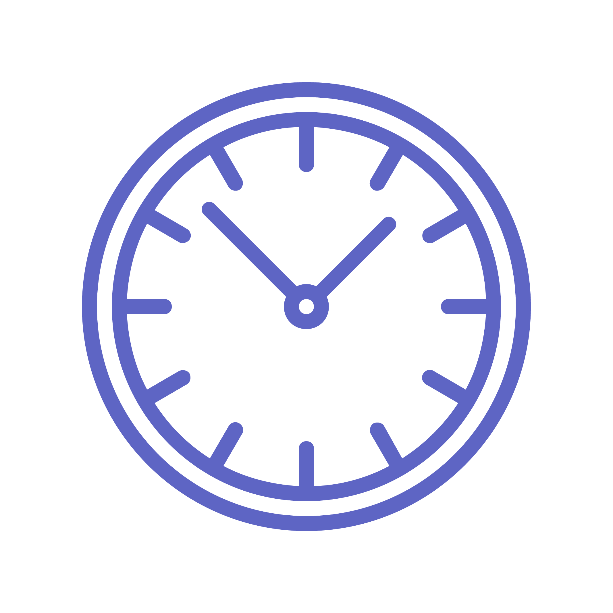 Digital illustration of a round, analog clock showing the time as 2:50, with a blue outline and dark background.