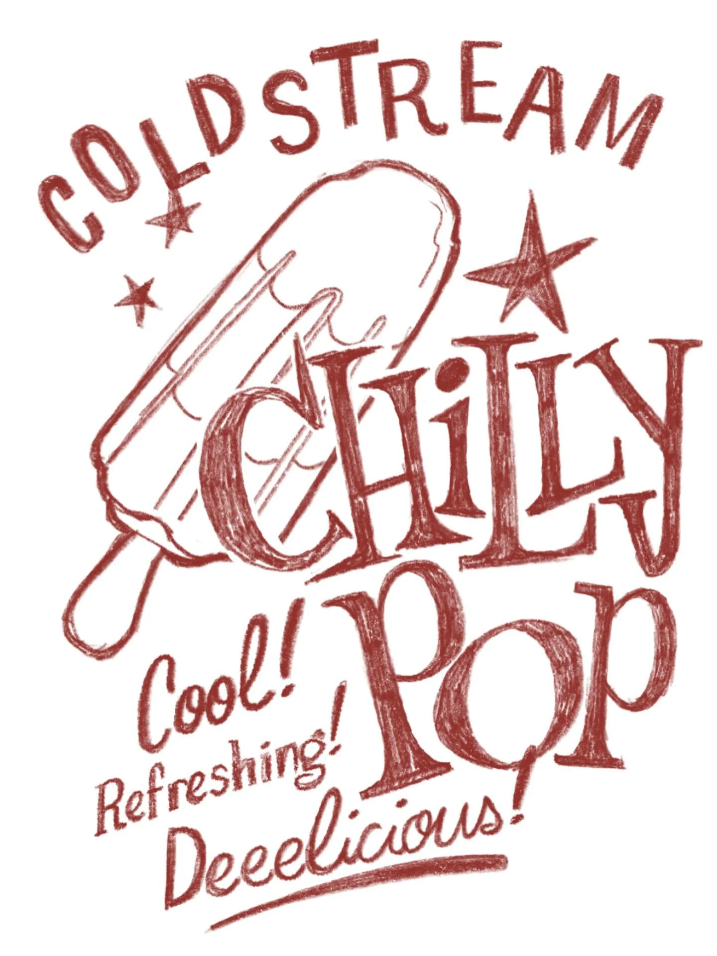 Happy anniversary to your friends and mine at @coldstreamclear - here's a look at a rough concept I did earlier this year for a t-shirt design for their new Chilly Pop vodka sodas! This one was a bit tooooo retro, but damn I love it! 

#typography #v